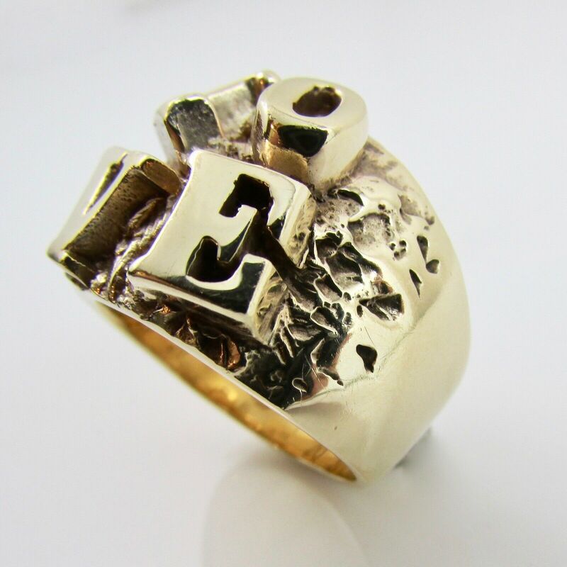 Crazy Pig Designs Love Letters Yellow Gold 375 Ring 'T half' Hallmarked 25.5 Grams 2