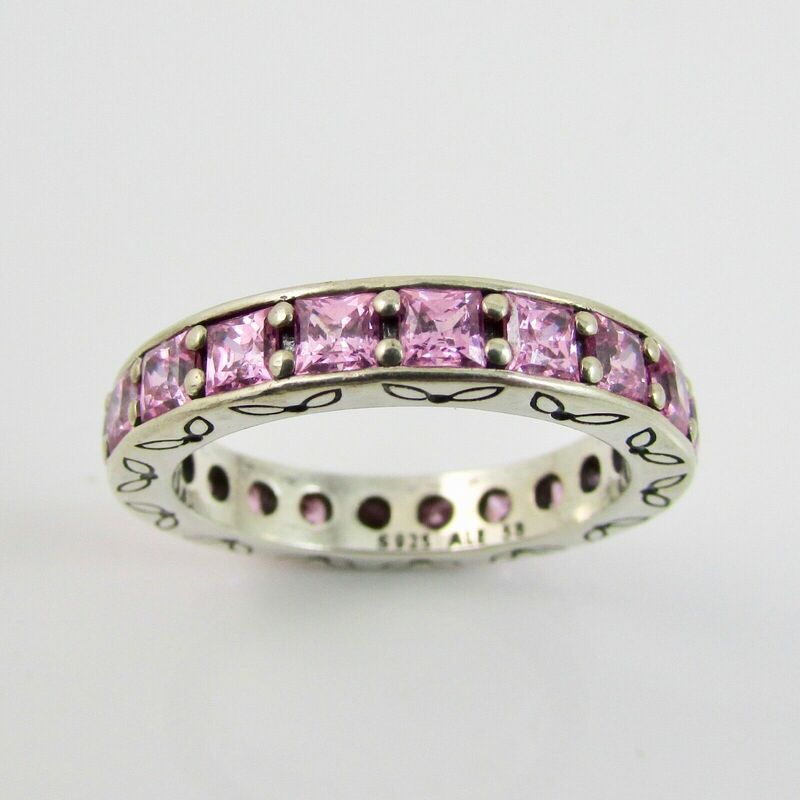 PANDORA 190894 Pink Cubic Zirconia Infinity Ring S925 ALE 58 Size 'R' 1