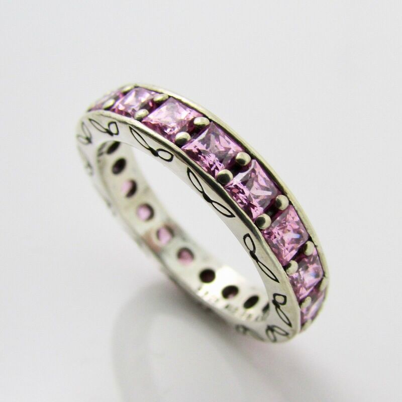 PANDORA 190894 Pink Cubic Zirconia Infinity Ring S925 ALE 58 Size 'R'