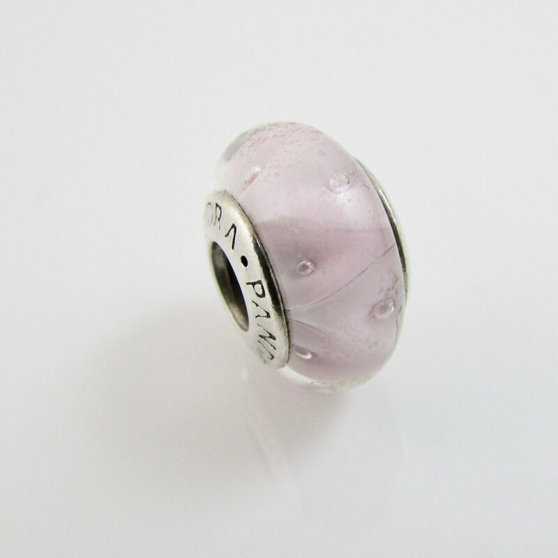 PANDORA STERLING SILVER ALE 925 MURANO GLASS CLOUDY PINK BEAD
